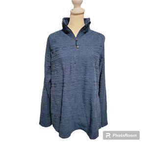 Eddie Bauer Women’s Fleece Aztec Blue Pattern Sweater1/4 Zip Size XL